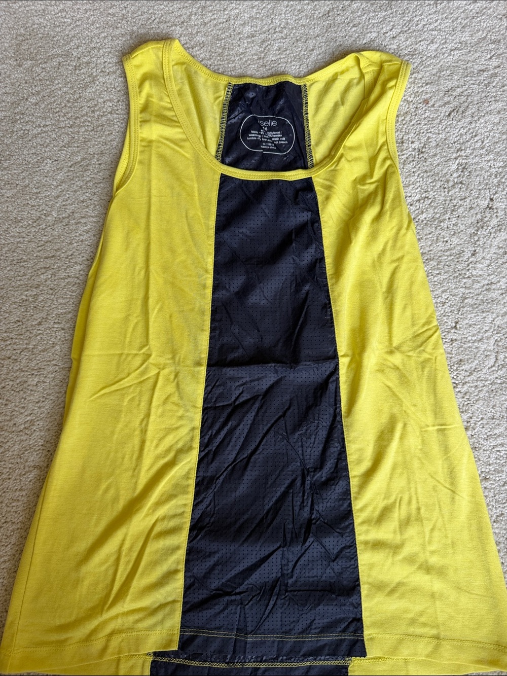 oiselle Yellow and Black Racerback Tank Top
